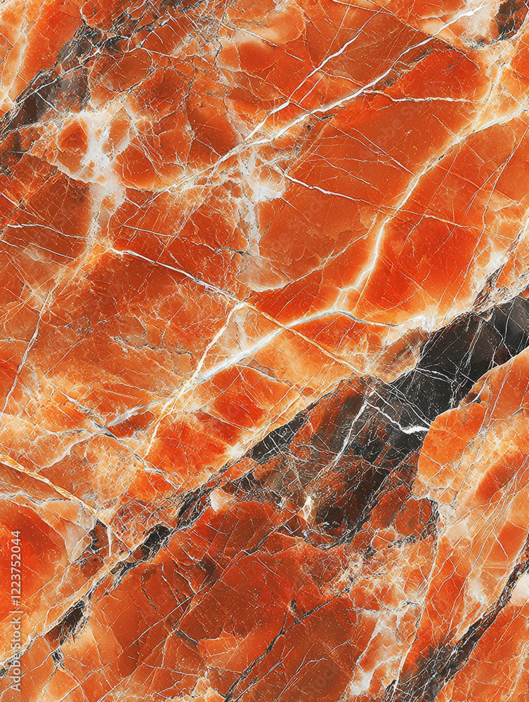 Fiery orange marble texture with dark veins. Fiery orange marble texture with dark veins.