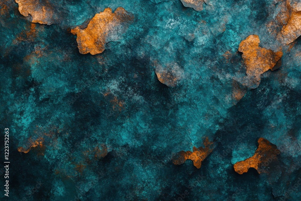 Abstract image with deep teal and burnt orange nebulae textures Abstract image with deep teal and burnt orange nebulae textures
