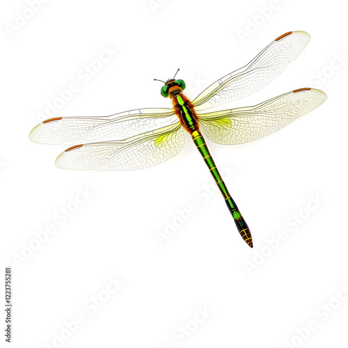 Female common green darner - Anax junius - is a species of dragonfly in the family Aeshnidae. One of the most common species throughout North America isolated on white background two views photo