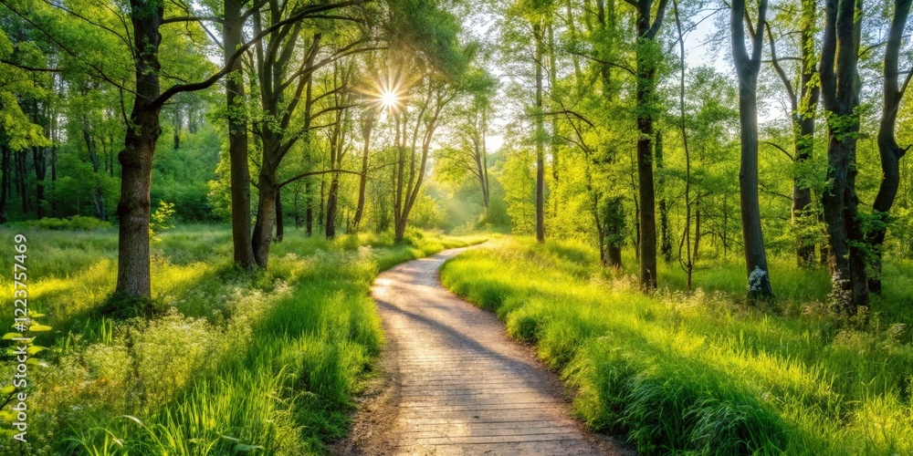 Fototapeta premium Sunlit Forest Path