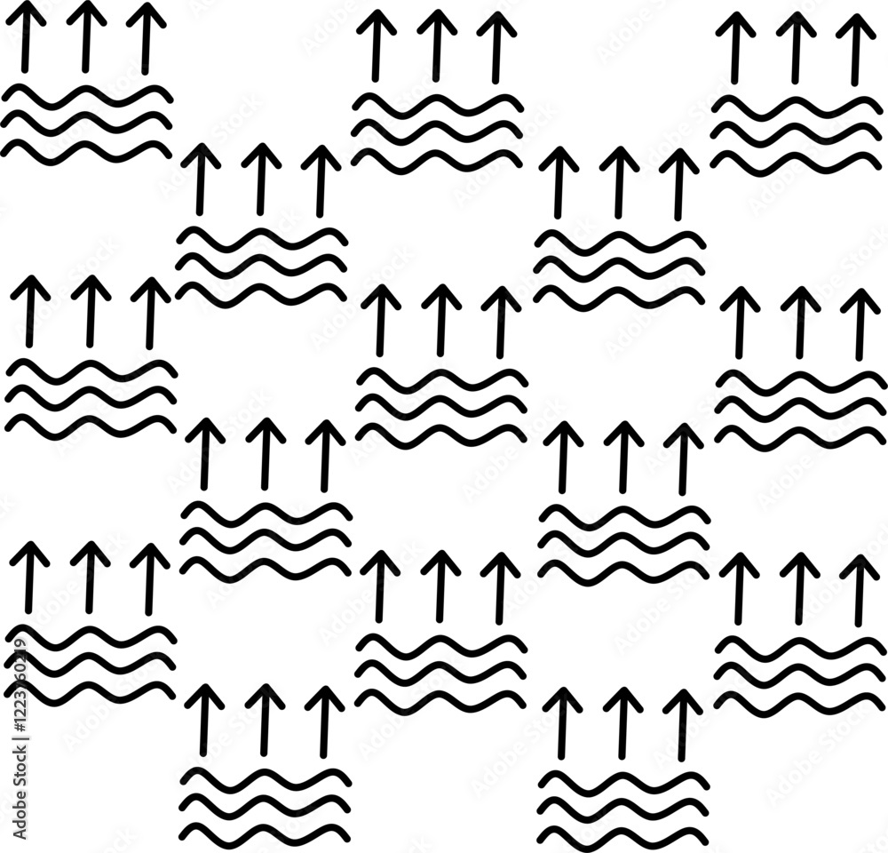 Icon of water up wave design. Editable stroke with various design shapes, with a hand drawn black outline style Icon of water up wave design. Editable stroke with various design shapes, with a hand drawn black outline style