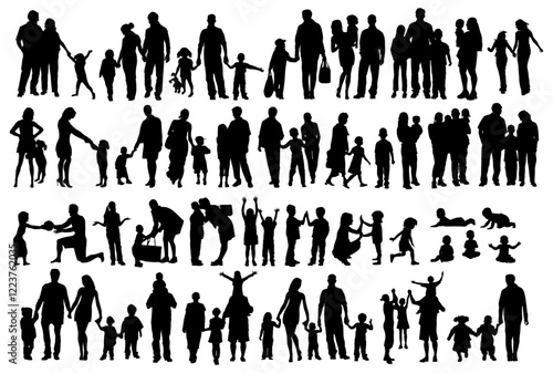 Family Silhouette Vector Pack graphic drawing illustration Design Elements for stickers, Posters, streetwear, t-shirts, logos, print-on-demand, print, or branding