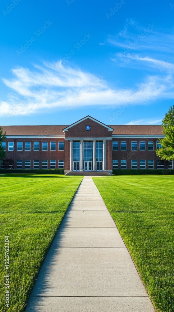 on the way to school or university with a meadow with copy space vertically 9:16 on the way to school or university with a meadow with copy space vertically 9:16