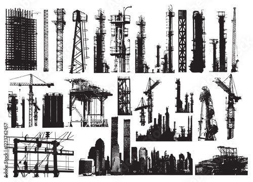Megapolis Silhouette Vector Pack graphic drawing illustration for stickers, streetwear, t-shirts, logos, print-on-demand, print, or branding