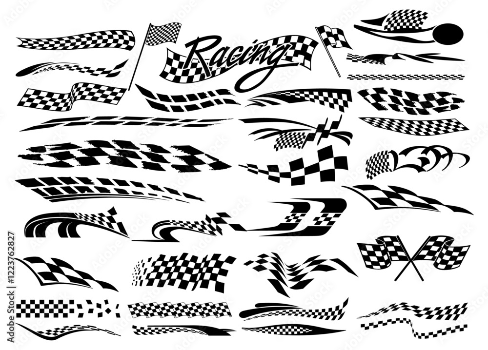 custom made wallpaper toronto digitalRacing Flags Silhouette Vector Pack graphic drawing illustration for stickers, streetwear, t-shirts, logos, print-on-demand, print, or branding