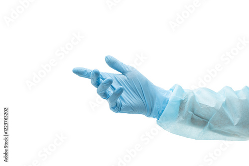Outstretched Doctor's Hand in Latex Glove - Transparent PNG