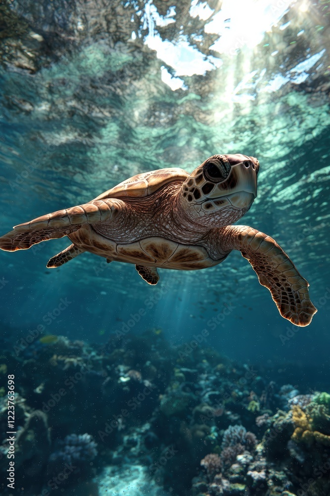Fototapeta premium Sea turtle swimming in the ocean