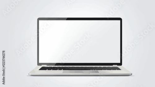 Laptop blank screen mockup. Realistic laptop in different positions isolated on transparent background.