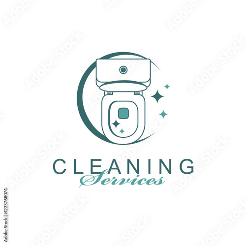cleaning service design with toilet bowl isolated on white background