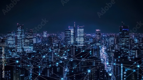 Wallpaper Mural Night Cityscape Illuminated Showing Network Connections Torontodigital.ca