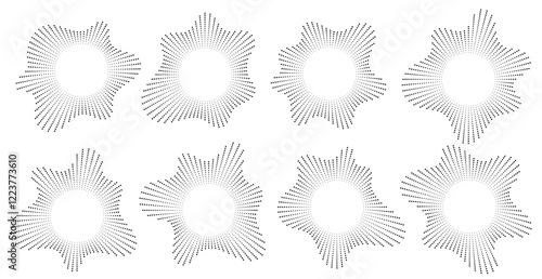 Obraz na płótnie Sound wave, circular equalizer icons, round music soundwave shape, concentric energy burst. Vector illustration. w salonie