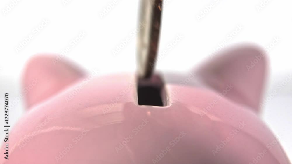 A cute piggy bank stands out against a bright background, symbolizing saving money and financial literacy. Ideal for teaching kids about savings.