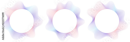 Obraz na płótnie Round sound wave frames, circular lines pattern, radial curvy shapes, geometric concentric design. Vector illustration. w salonie