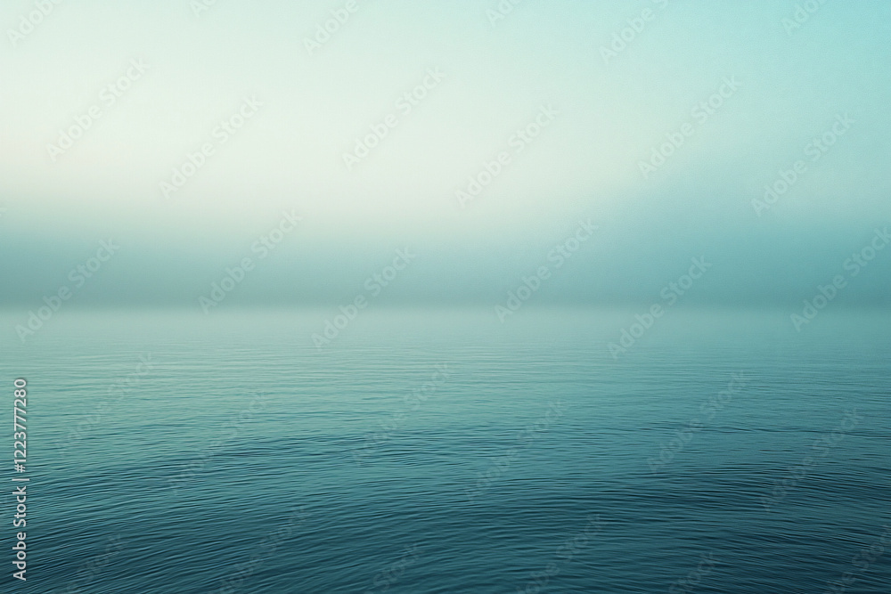 Fototapeta premium Tranquil Seascape at Dawn with Soft Mist Over Calm Waters and Gentle Waves in the Background