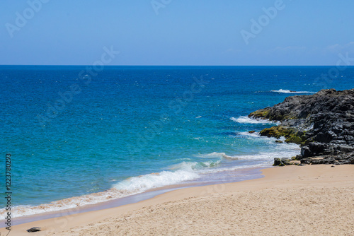 View of the beautiful Praia da Fonte do Boi, Rio Vermelho Salvador, Bahia, Brazil