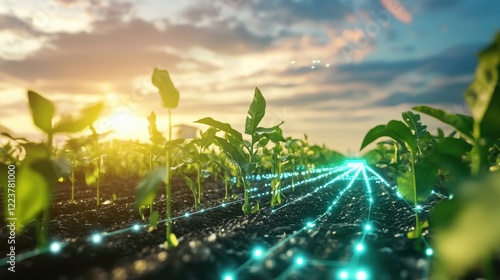 Wallpaper Mural Smart Farming Technology Growing Plants in a Field Torontodigital.ca