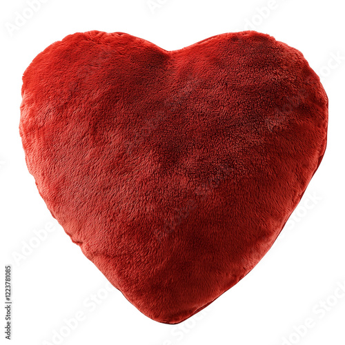Tableau sur toile Red Plush Heart Shaped Pillow Soft Cozy Love home gift item fuzzy isolated on tr