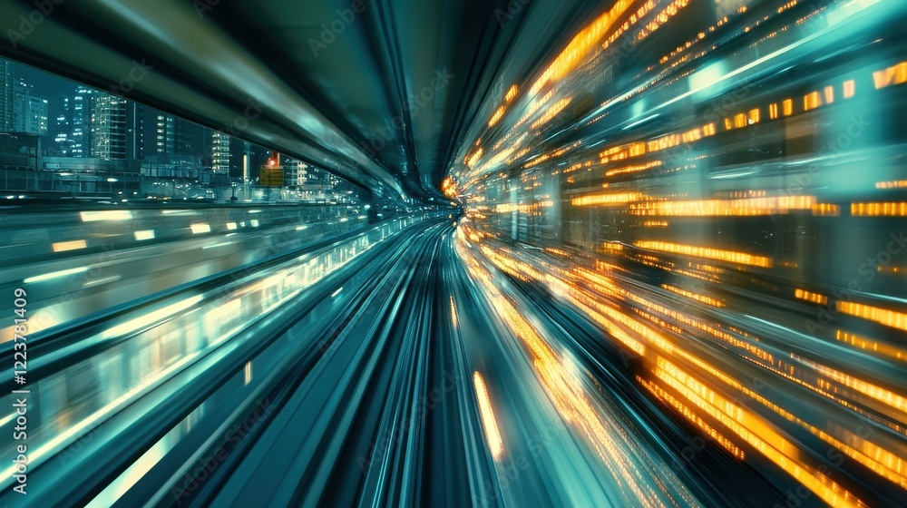 High Speed Train Through City Night Lights High Speed Train Through City Night Lights