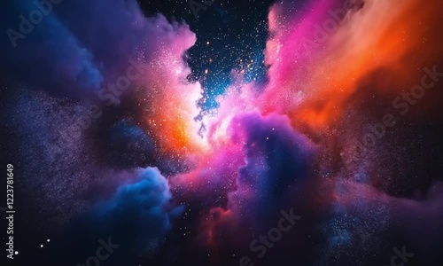 Wallpaper Mural Vibrant Cosmic Nebula with Pink, Blue and Orange Clouds Torontodigital.ca