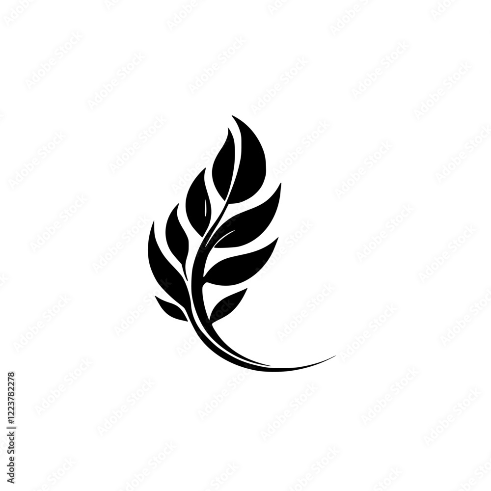 custom made wallpaper toronto digitalElegant Black and White Leaf Illustration: Minimalist Floral Design, Botanical Vector Graphic, Nature Symbol, Simple Plant Icon