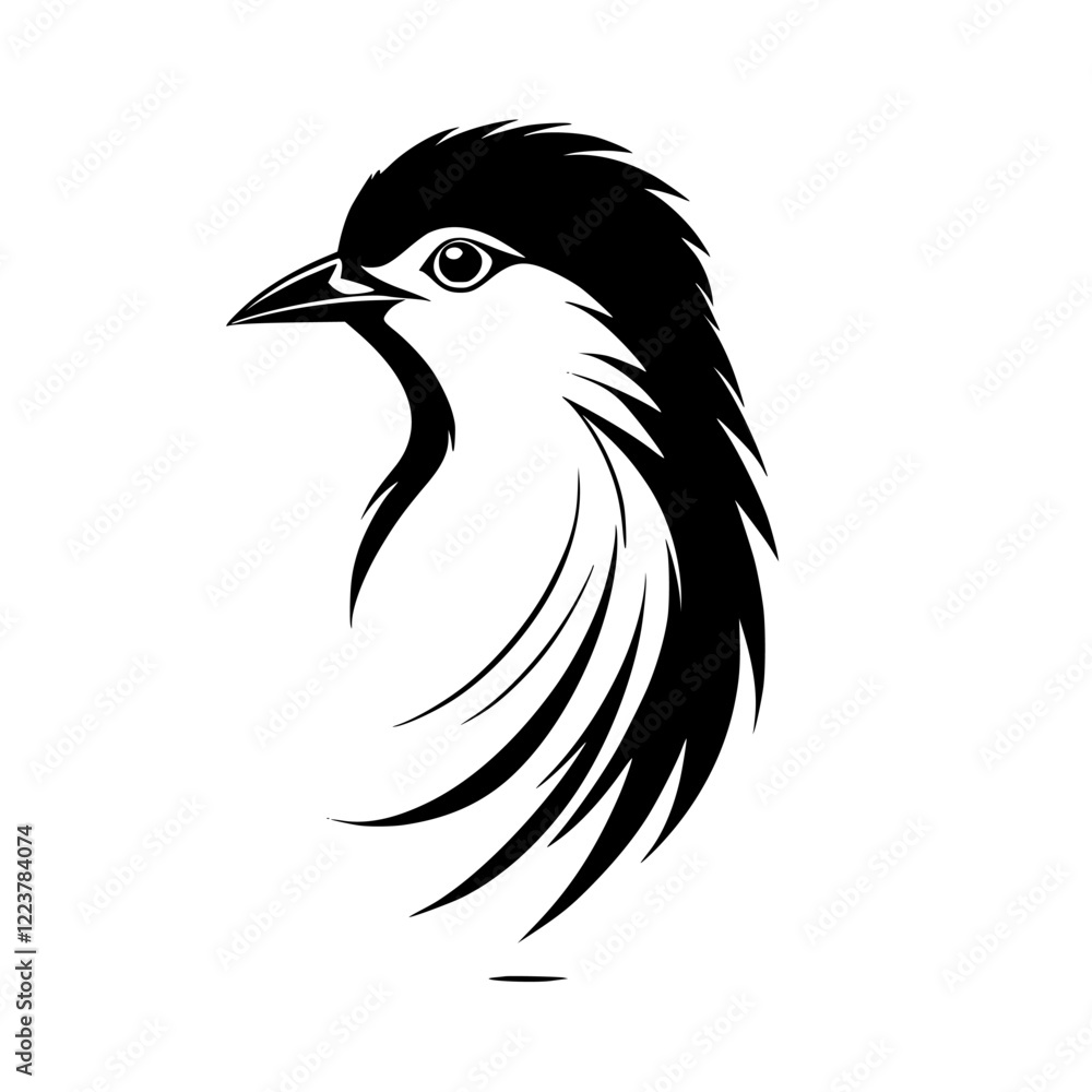 Obraz premium Elegant Bird Silhouette: Black and White Avian Vector Graphic