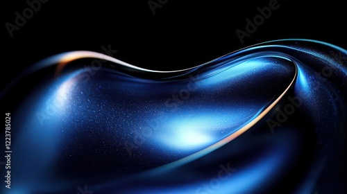 Futuristic Abstract Design Smooth Curves Iridescent Blue Background 3D Render