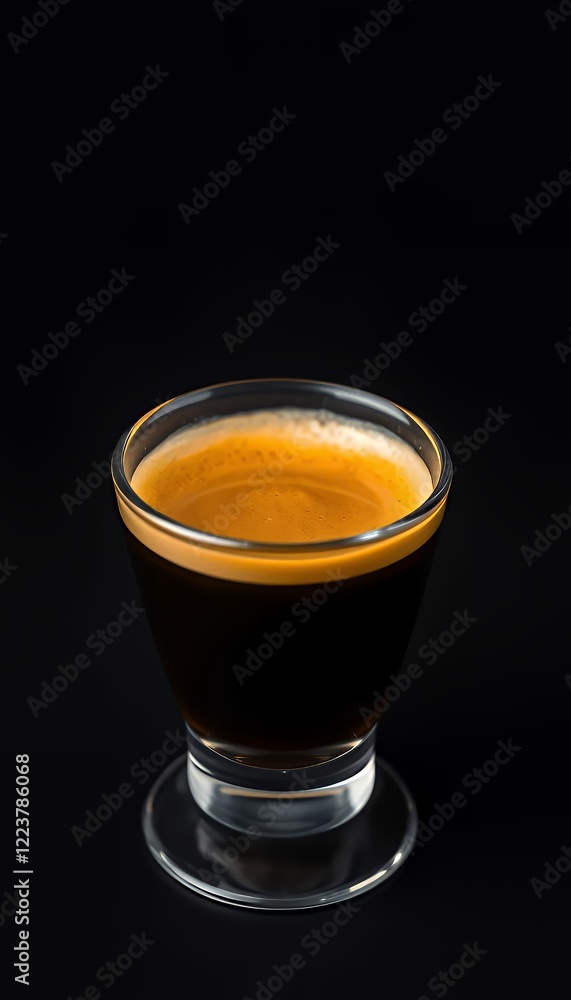 Espresso in a Glass on Black Background Espresso in a Glass on Black Background
