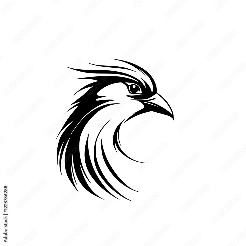 Obraz premium Majestic Bird of Prey: Abstract Vector Illustration. A striking graphic design featuring a stylized hawk, eagle, or falcon, perfect for logo or emblem use.