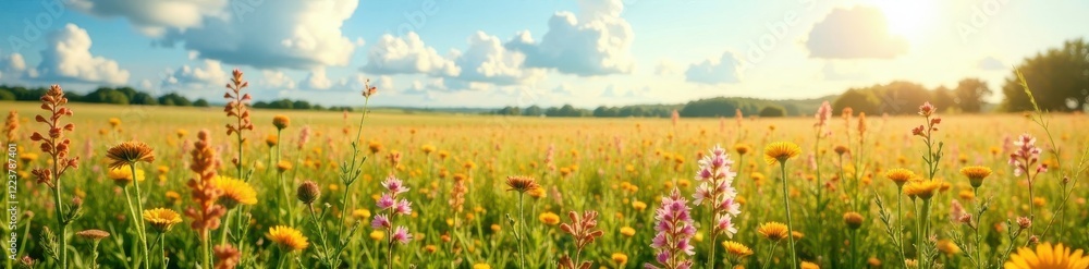 Aromatic plants in a field on a sunny day, growth, natural herbs, garden Aromatic plants in a field on a sunny day, growth, natural herbs, garden