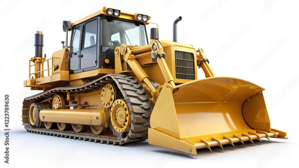 Fototapeta premium Yellow Bulldozer on White Background