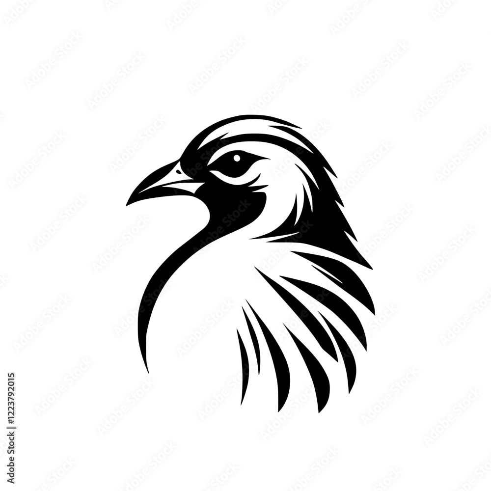 Fototapeta premium Majestic Bird Head: Black and White Vector Illustration. Perfect for logo, emblem, or any design project needing a touch of wildlife elegance.