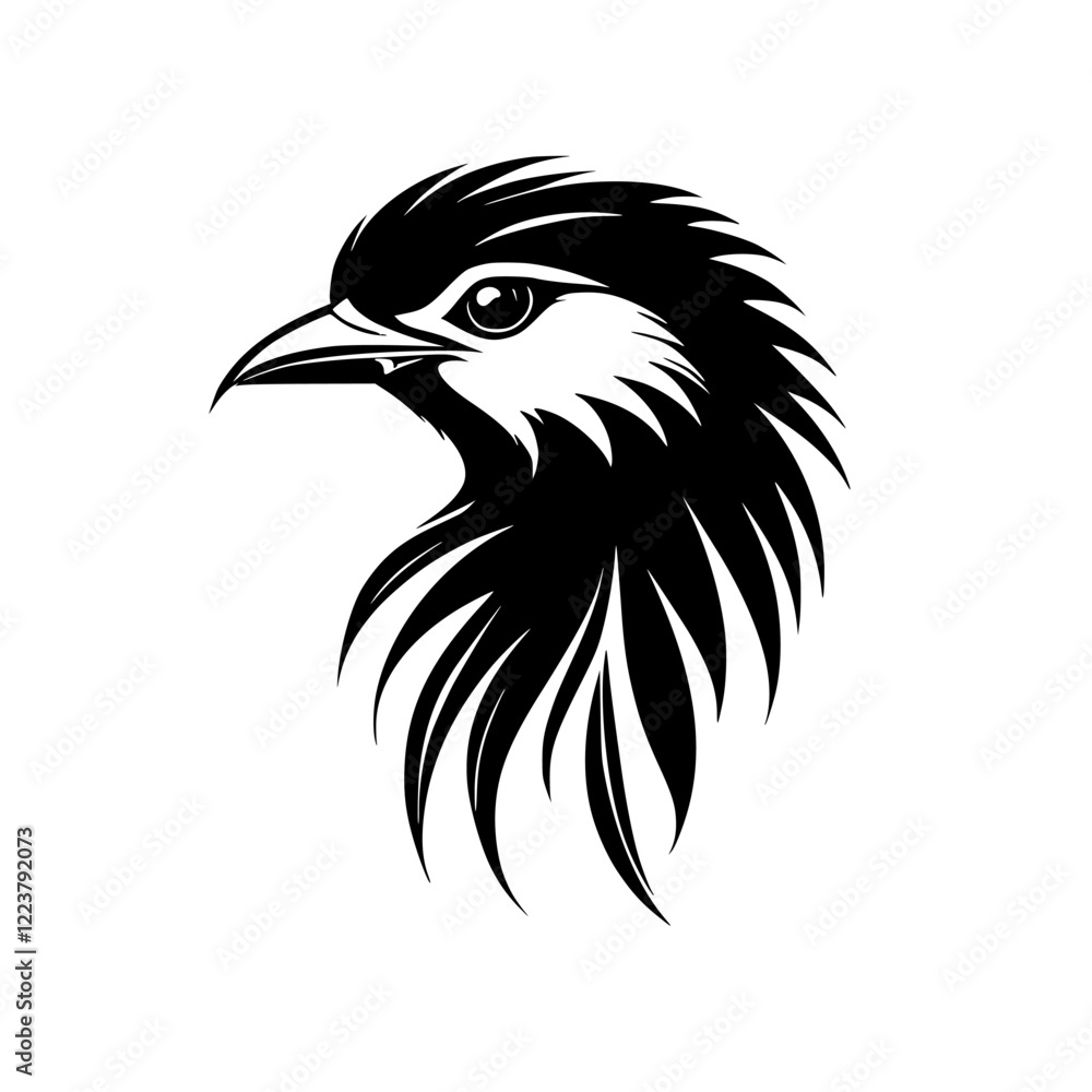 Fototapeta premium Majestic Bird Profile: Elegant Black and White Avian Vector Illustration