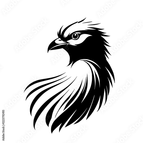 Majestic Eagle Silhouette: A Black and White Vector Graphic Design of a Powerful Bird of Prey