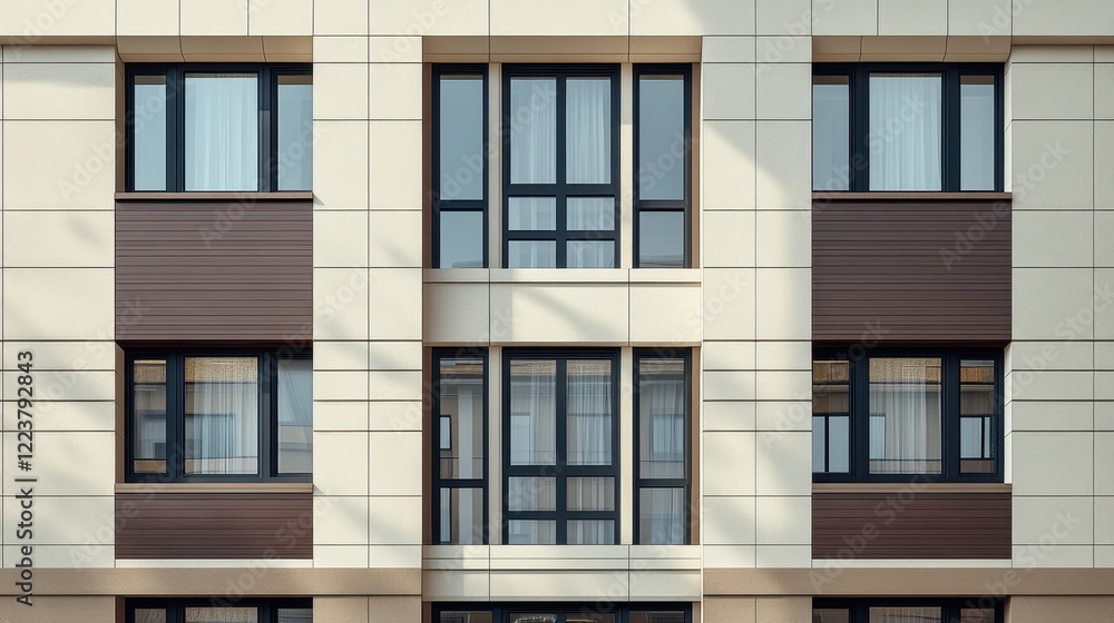 Fototapeta premium Modern apartment building exterior with large windows