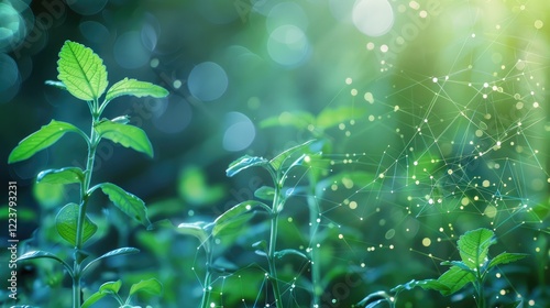 Abstract illustration of plant biotechnology Genome-engineered, vitamin-rich leaf seedlings