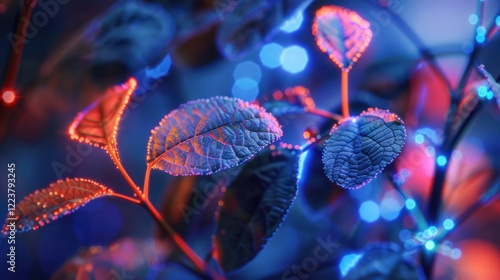Abstract illustration of plant biotechnology Genome-engineered, vitamin-rich leaf seedlings