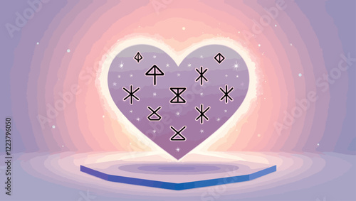 Heart with Runes Mystical Symbol Love Romantic Magic Esoteric Sacred