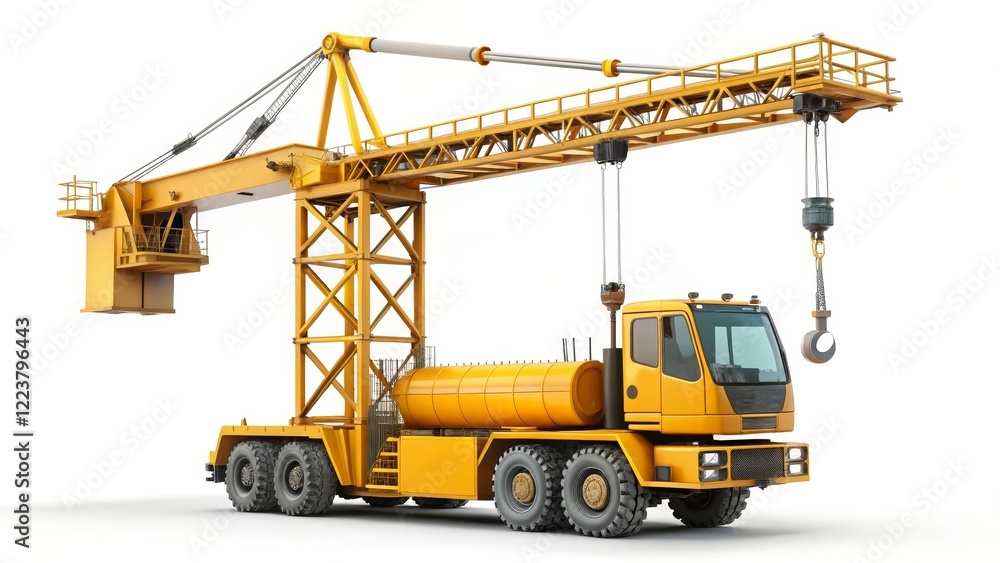 Yellow Truck Crane on White Background Yellow Truck Crane on White Background