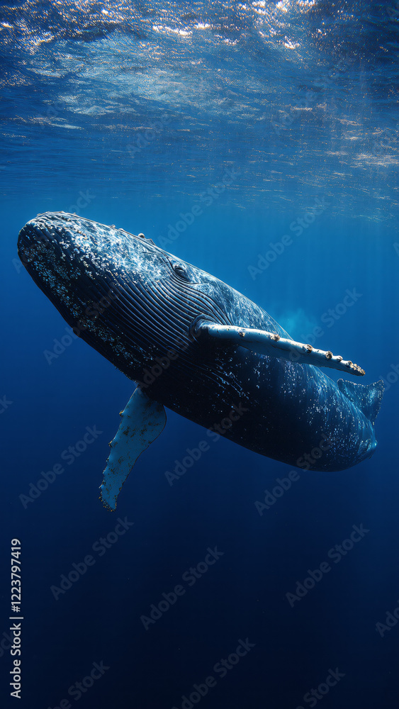 Naklejka premium aggressive blue whale 
