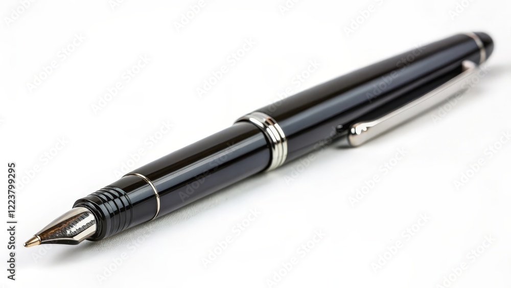 Black Fountain Pen on White Background Black Fountain Pen on White Background
