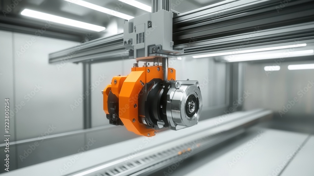 Fototapeta premium A servo motor driving a precise X-Y axis in an industrial D printer.