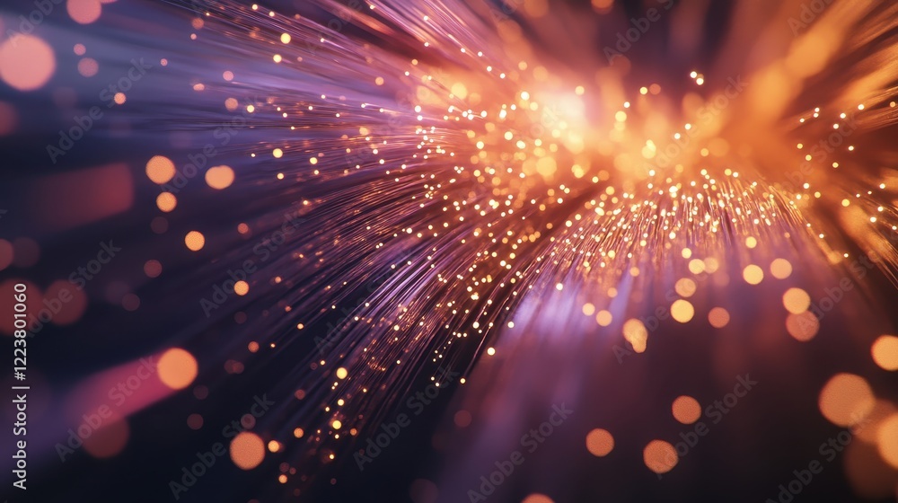 Obraz premium Illuminated Fiber Optic Cables Radiating Light