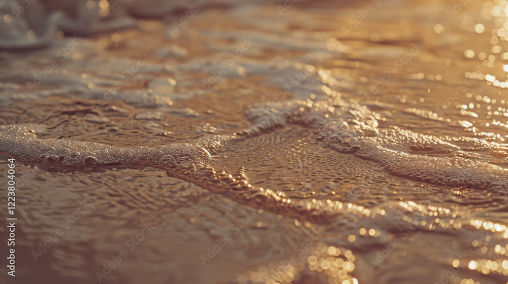 image captures gentle waves of water with bubbles reflecting warm sunlight, creating serene and tranquil atmosphere image captures gentle waves of water with bubbles reflecting warm sunlight, creating serene and tranquil atmosphere