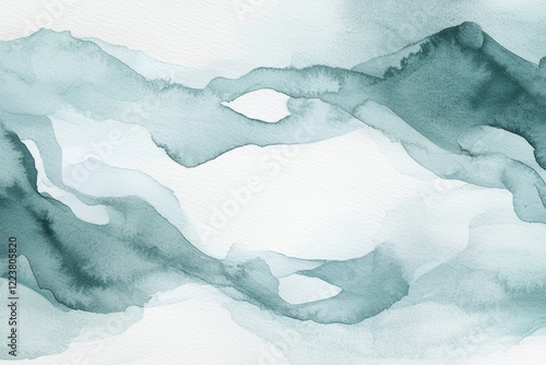 Wallpaper Mural Soft cyan watercolor washes create dynamic shapes and a sense of movement on textured white paper, suitable for backgrounds, prints, or digital art Torontodigital.ca