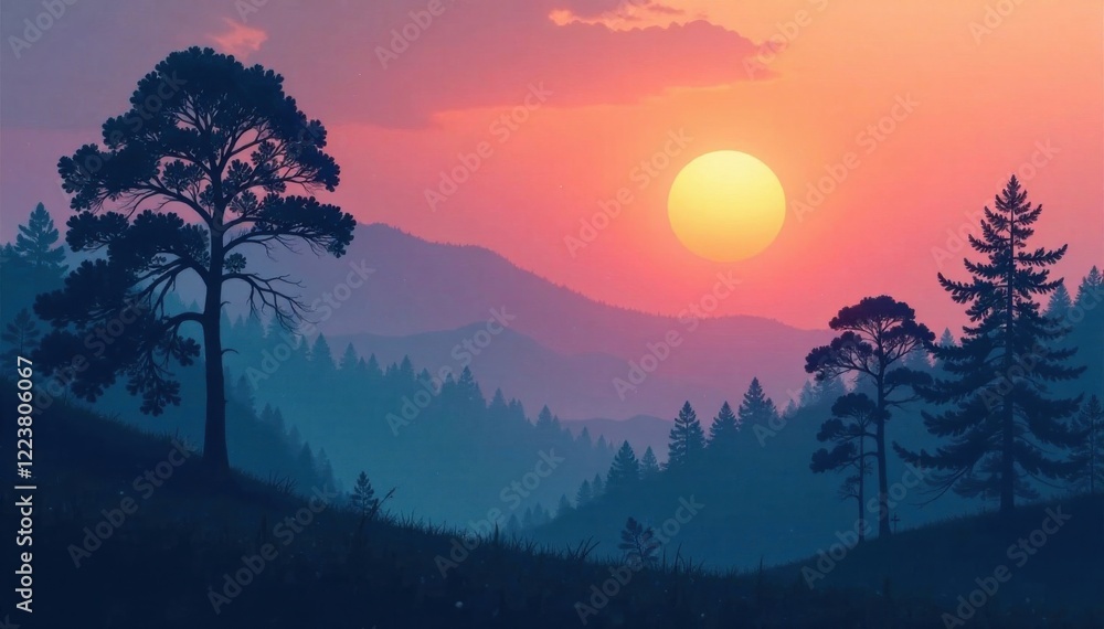 custom made wallpaper toronto digitalSilhouetted treetops in a misty forest , forest, wild animals