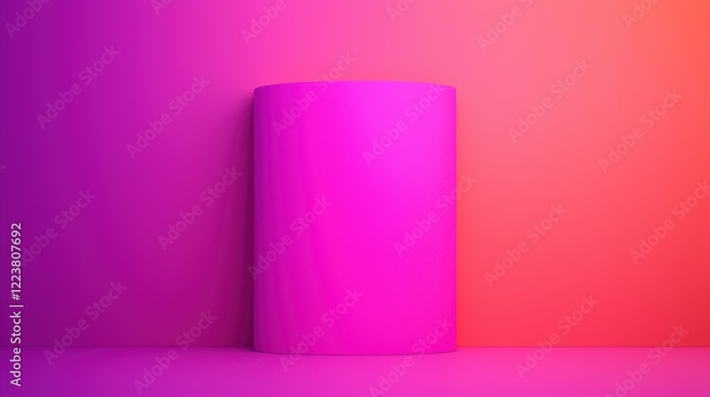 Vibrant Pink Cylinder against a Gradient Colorful Background Vibrant Pink Cylinder against a Gradient Colorful Background