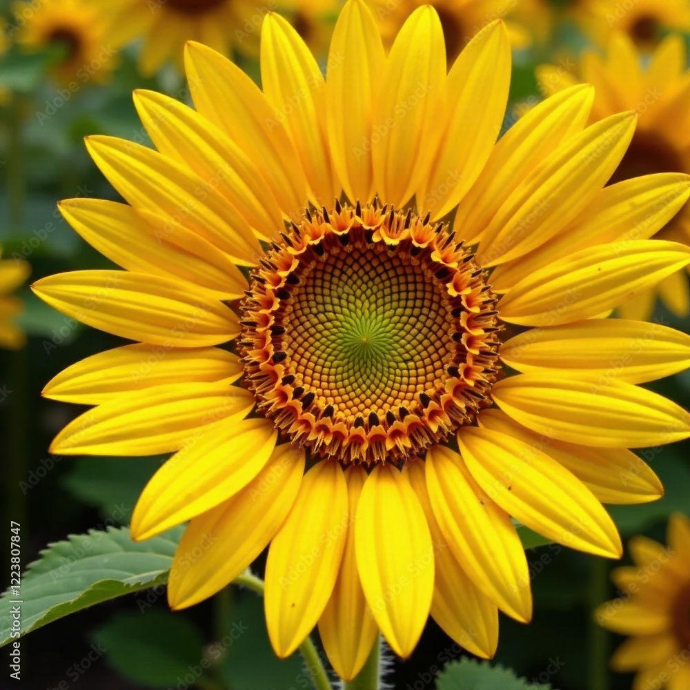 Golden sunflower petals unfolding , flower, foliage Golden sunflower petals unfolding , flower, foliage