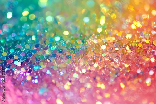 Rainbow glitter background is shining with colorful sparkles and creating a festive and celebratory atmosphere, perfect for adding a touch of magic to any project