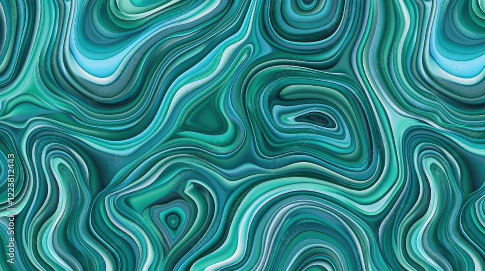 Fluid abstract pattern in shades of teal and turquoise, creating sense of movement and depth. Ideal for backgrounds or artistic designs Fluid abstract pattern in shades of teal and turquoise, creating sense of movement and depth. Ideal for backgrounds or artistic designs