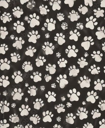 Bone pattern dog paw doodle seamless wallpaper background,  animal print, dog bone vector